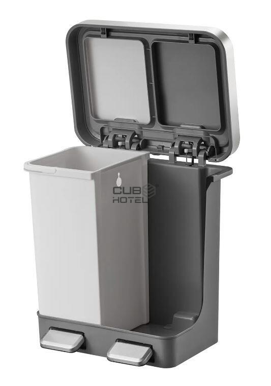 Papelera Doble Pedal 10+10L Blanco y Gris EKO Hana Recycle